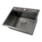 Мийка для кухні чорна накладна декорована з PVD покриттям Nett NBS-5747