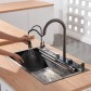 Кухонный смеситель графитовый с водопадом/выдвижной лейкой нержавеющий Nett OG-38