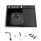 Комплект чорної кухонної мийки та змішувача з нержавіючої сталі NB-6045