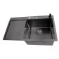 Уцінена чорна раковина на кухню з лівим крилом із PVD покриттям Nett NB-7848(L)