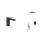 Комлпект змішувача на раковину та душової системи з термостатом чорного кольору Nett UB-51 + TSB-473
