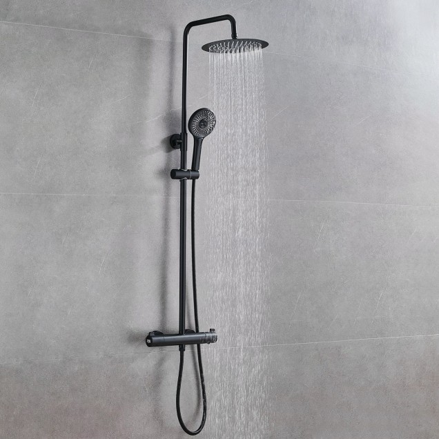 Комплект чорна душова система та змішувач на раковину Nett VB-22 + SSB-24