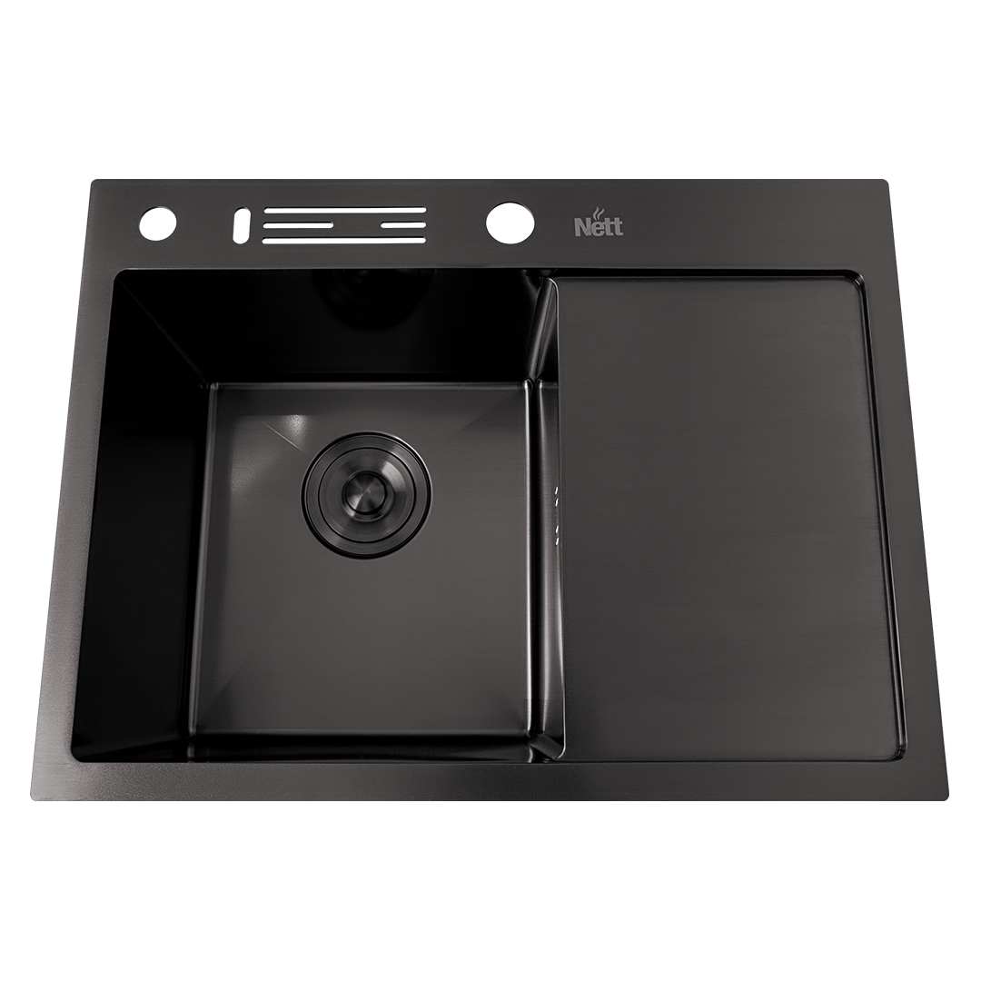 Комплект чорної кухонної мийки та змішувача з нержавіючої сталі NB-6045