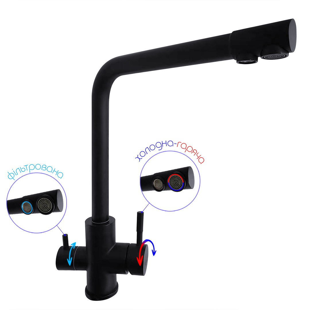 Комплект чорної кухонної мийки та змішувача з нержавіючої сталі NB-6845