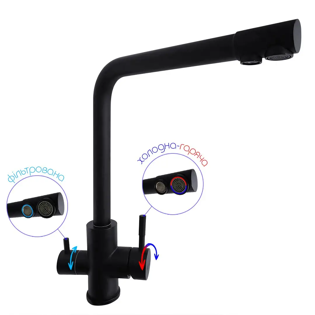 Комплект чорної кухонної мийки та змішувача з нержавіючої сталі NB-7848