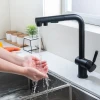 Змішувач чорний для кухні з висувним виливом Nett FBL-34 фото №3