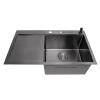 Чорна раковина на кухню з лівим крилом із PVD покриттям Nett NB-7848(L) фото №7