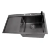 Чорна раковина на кухню з лівим крилом із PVD покриттям Nett NB-7848(L) фото №2