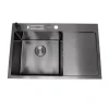 Чорна раковина на кухню з правим крилом Nett NB-7848(R) фото №7