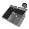 Чорна кухонна мийка 45 см накладна з нержавійки Nett NВ-5245 фото №4