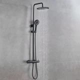 Чорна душова система з термостатом зовнішнього монтажу для душу Nett SSB-24