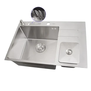 Уцінена мийка з нержавіючої сталі з вбудованим смітником Nett NSM-7047 фото