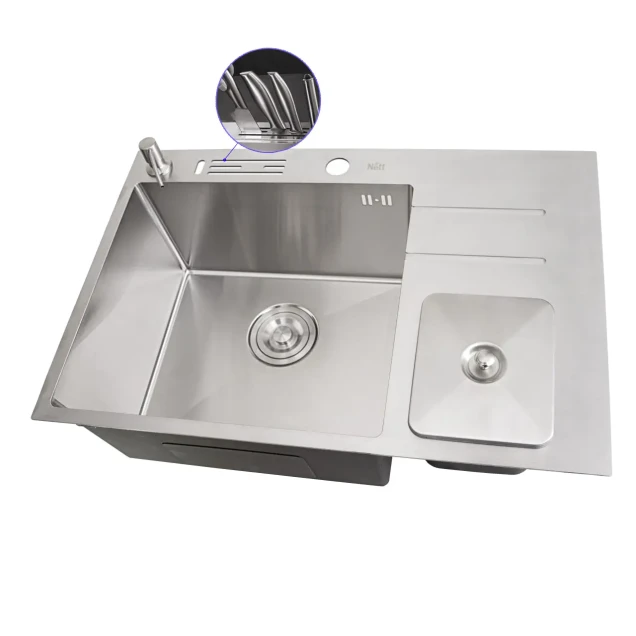 Уцінена мийка з нержавіючої сталі з вбудованим смітником Nett NSM-7047 фото