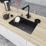 Чорна мийка для кухні з нержавійки з PVD покриттям Nett NB-6845