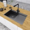 Чорна раковина на кухню з правим крилом Nett NB-7848(R) фото №4