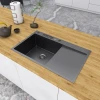 Чорна раковина на кухню з правим крилом Nett NB-7848(R) фото №5