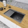 Чорна раковина на кухню з лівим крилом із PVD покриттям Nett NB-7848(L) фото №5