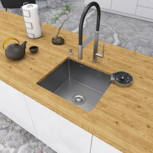 Кухонна мийка з нержавіючої сталі 50 см під стільницю Nett NS-5045 фото