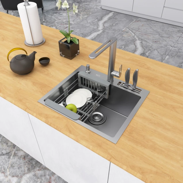 Накладна мийка для кухні з нержавійки 45 см Nett NS-5245 фото