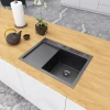 Черная раковина на кухню с левым крылом Nett NB-6045(L) фото №3