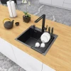 Чорна кухонна мийка 45 см накладна з нержавійки Nett NВ-5245 фото №2
