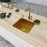 Золота мийка для кухні з нержавійки 45 см в стільницю Nett NG-4643