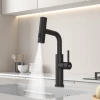 Змішувач на кухню водоспад з висувною лійкою чорний Nett LB-35 фото №3
