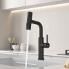 Змішувач на кухню водоспад з висувною лійкою чорний Nett LB-35 фото №4