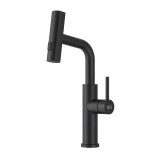 Змішувач на кухню водоспад з висувною лійкою чорний Nett LB-35