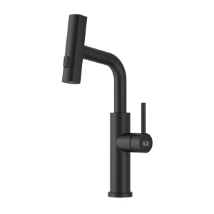 Змішувач на кухню водоспад з висувною лійкою чорний Nett LB-35 фото