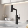 Змішувач на кухню водоспад з висувною лійкою чорний Nett LB-35 фото №9