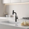 Змішувач на кухню водоспад з висувною лійкою чорний Nett LB-35 фото №11