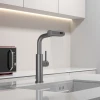 Змішувач на кухню водоспад з висувною лійкою графіт Nett LGr-35 фото №2