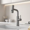 Змішувач на кухню водоспад з висувною лійкою графіт Nett LGr-35 фото №9
