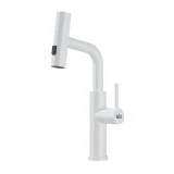 Змішувач на кухню водоспад з висувною лійкою білий Nett LW-35