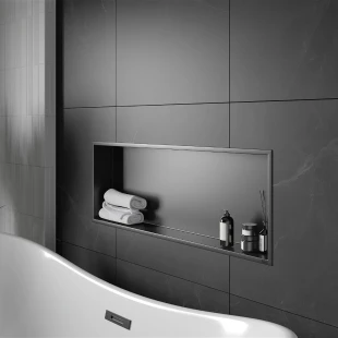 Полиця до ванної нержавіюча горизонтальна 70 см чорна Nett YB-70 фото