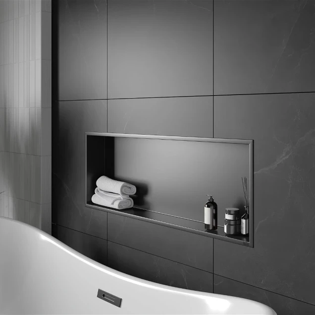 Полиця до ванної нержавіюча горизонтальна 70 см чорна Nett YB-70 фото