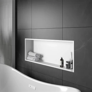 Полиця до ванної вбудована горизонтальна 70 см біла Nett YW-70 фото