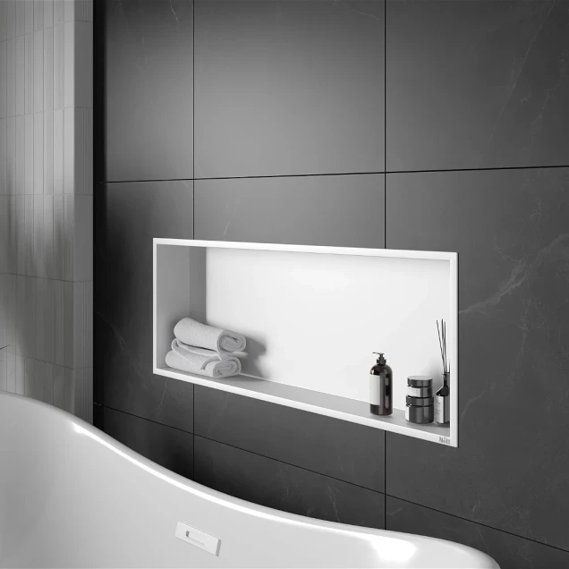 Полка в ванную встроенная горизонтальная 70 см белая Nett YW-70 фото