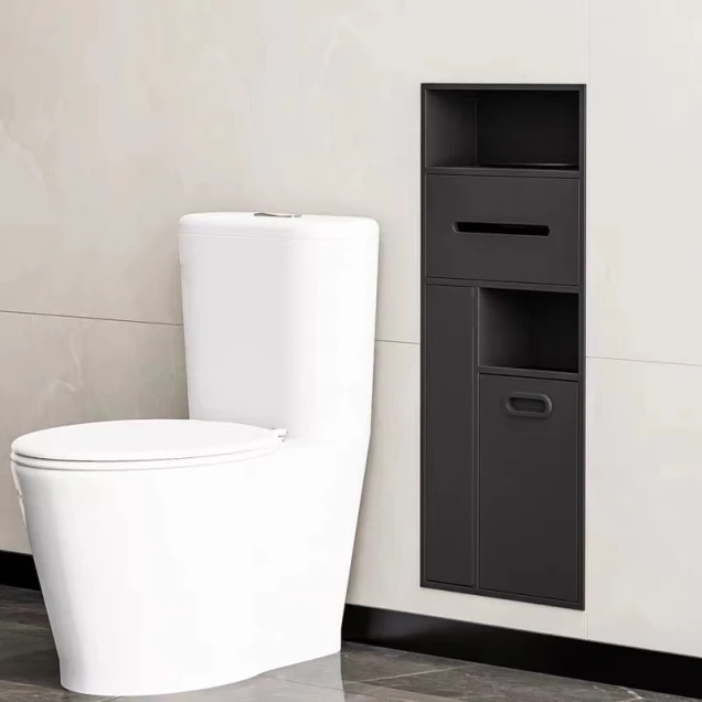 Полиця до туалета металева вбудована чорна Nett TBP-70 фото