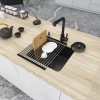 Уцінена чорна мийка для кухні з нержавійки 45 см в стільницю Nett NB-4643 фото №2