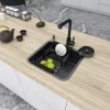 Комплект чорної кухонної мийки та змішувача з нержавіючої сталі NB-4643 фото №2