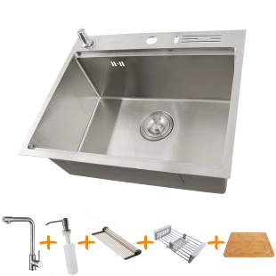 Комплект мийки на кухню та змішувача з нержавіючої сталі NS-5747 фото