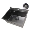 Комплект чорної мийки на кухню та змішувача з нержавіючої сталі NB-5747 фото №3