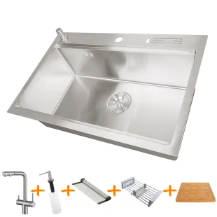 Комплект мийки на кухню та змішувача з нержавіючої сталі NS-7048 фото