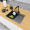 Комплект чорної кухонної мийки та змішувача з нержавіючої сталі NB-6045 фото №3