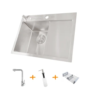 Комплект кухонної мийки та змішувача з нержавіючої сталі NS-6045 фото