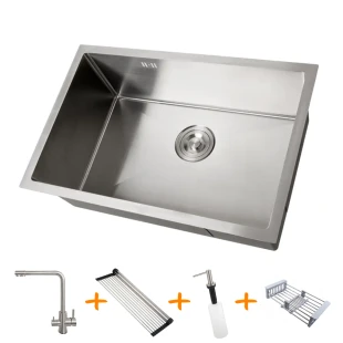 Комплект кухонної мийки та змішувача з нержавіючої сталі NS-6845 фото