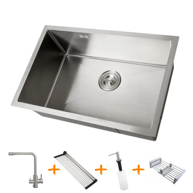 Комплект кухонної мийки та змішувача з нержавіючої сталі NS-6845 фото