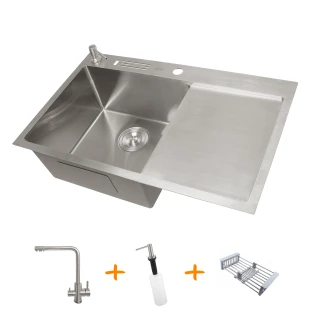 Комплект кухонної мийки та змішувача з нержавіючої сталі NS-7848 фото